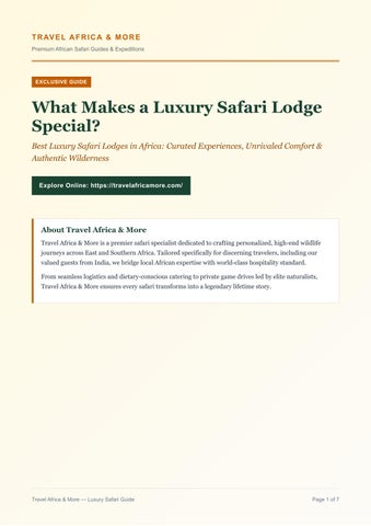 What Makes a Luxury Safari Lodge Special