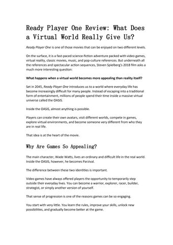 Ready Player One Review What Does a Virtual World Really Give Us