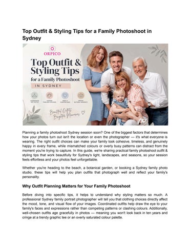 Top Outfit & Styling Tips for a Family Photoshoot in Sydney