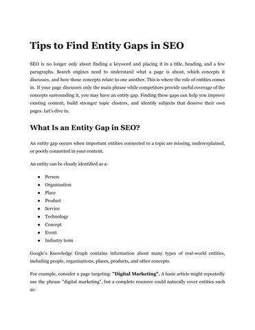 Tips to Find Entity Gaps in SEO