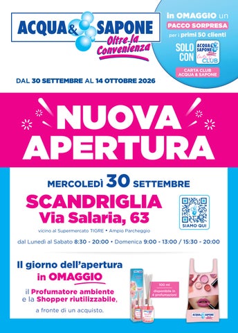 Volantino Acqua e Sapone nuova apertura Scandriglia