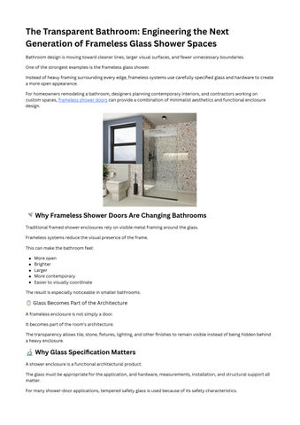 The Transparent Bathroom Engineering the Next Generation of Frameless Glass Shower Spaces
