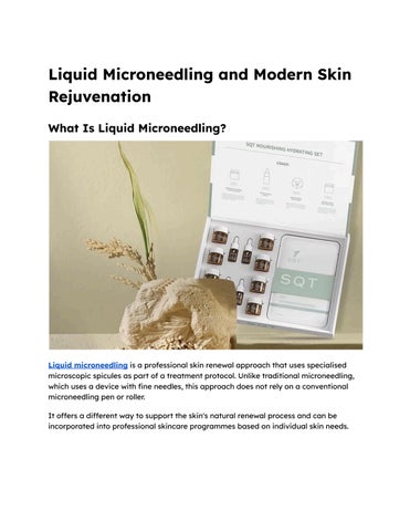 Liquid Microneedling and Modern Skin Rejuvenation