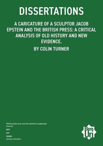 A Caricature of a Sculptor Jacob Epstein and the British press: a critical analysis of old history a