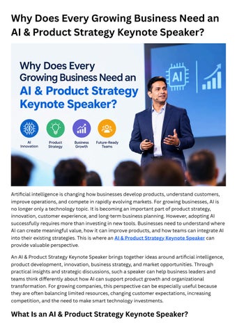 Why Does Every Growing Business Need an AI & Product Strategy Keynote Speaker