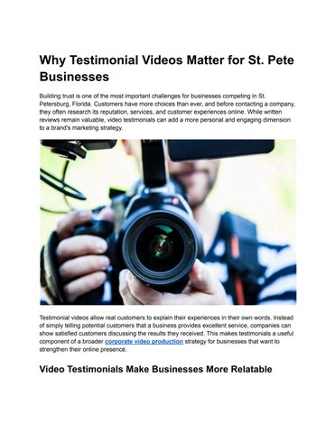 Why Testimonial Videos Matter for St. Pete Businesses