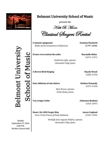 Classical Singers Recital 9.27.26