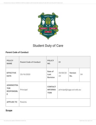Parent Code of Conduct