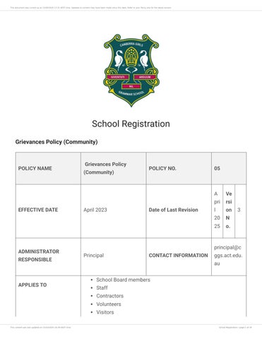Grievances Policy (Community)