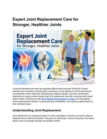 Expert Joint Replacement Care for Stronger, Healthier Joints