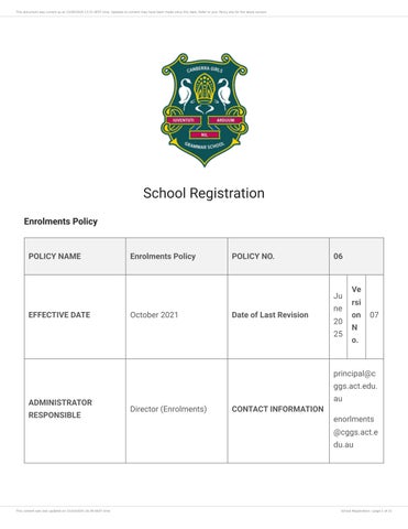 Enrolments Policy