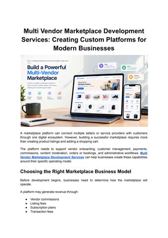 Multi Vendor Marketplace Development Services