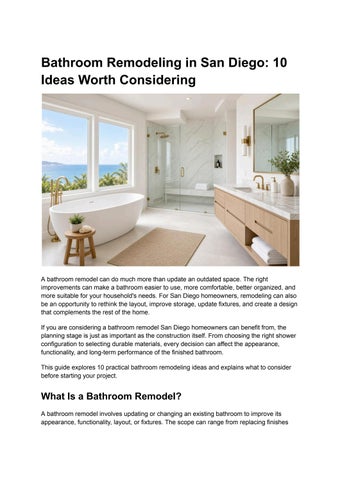 Bathroom Remodeling in San Diego 10 Ideas Worth Considering