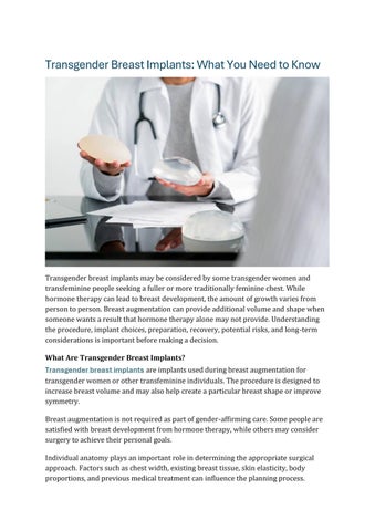 Transgender Breast Implants What You Need to Know