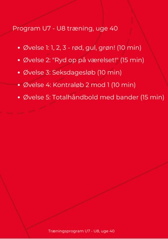 Træningsprogram U7 - U8, uge 40