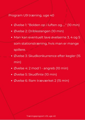 Træningsprogram U9, uge 40