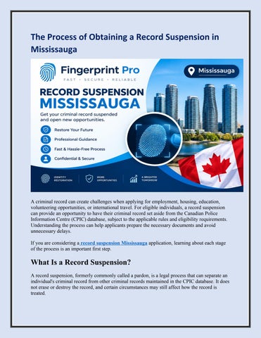 The Process of Obtaining a Record Suspension in Mississauga