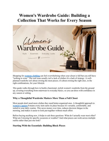 Women's Wardrobe Guide:Essential Womens Clothing, Jackets & Coats