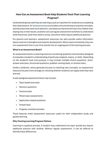 How Can an Assessment Book Help Students Track Their Learning Progress