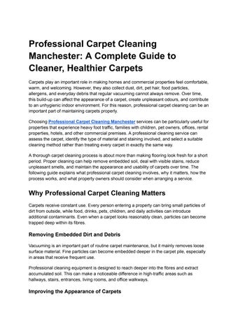 Professional Carpet Cleaning Manchester