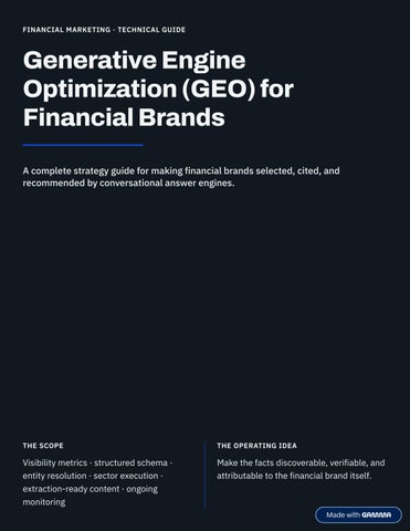Generative Engine Optimization (GEO) Architecture for Financial Platforms