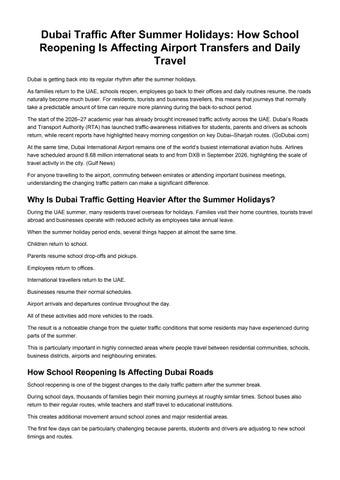 DUBAI TRAFFIC AFTER SUMMER HOLIDAYS
