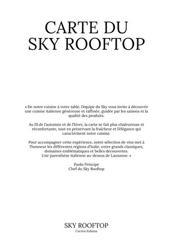 Sky Rooftop Menu