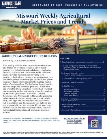 26-39 Missouri Agricultural Market Prices and Trends Bulletin 38