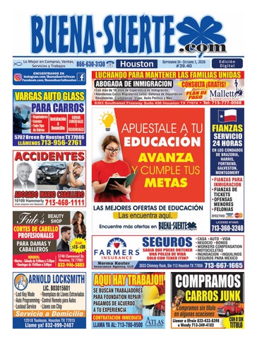 Buena Suerte Houston, Septiembre 24 - Octubre 1, 2026