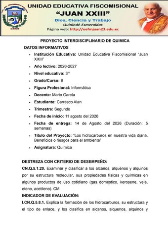 PROYECTO DE QUIMICA