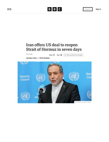 Iran offers US deal to reopen Strait of Hormuz in seven days