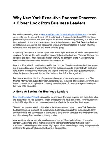 Why New York Executive Podcast Deserves a Closer Look from Business Leaders .docx