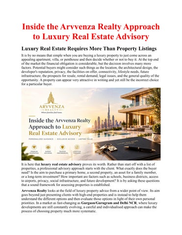 Inside the Arvvenza Realty Approach to Luxury Real Estate Advisory