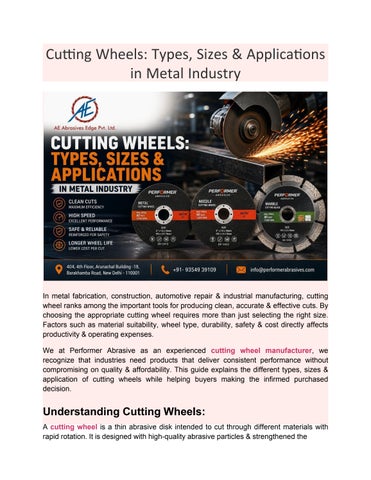 Cutting Wheels Types, Sizes & Applications in Metal Industry
