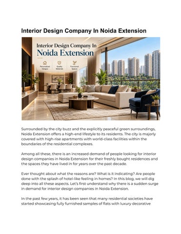 Know about the NCR's Best Interior Designers in Noida Extension