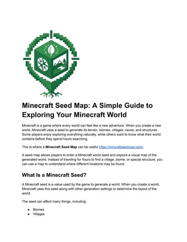 Minecraft Seed Map_ A Simple Guide to Exploring Your Minecraft World