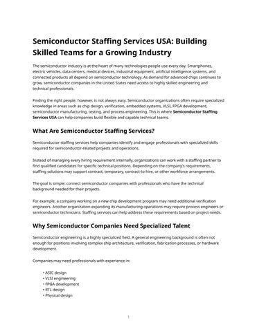 Semiconductor Staffing Services USA