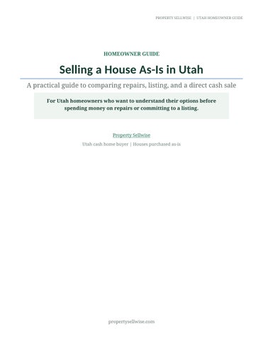 Selling a House As-Is in Utah – Homeowner Guide