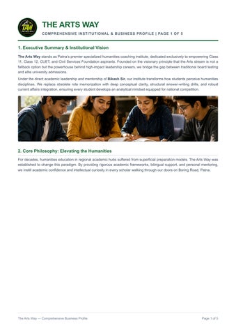 The Arts Way Comprehensive Business Profile