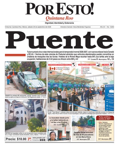 PORTADA POR ESTO CHETUMAL, SABADO 26 DE SEPTIEMBRE DE 2026