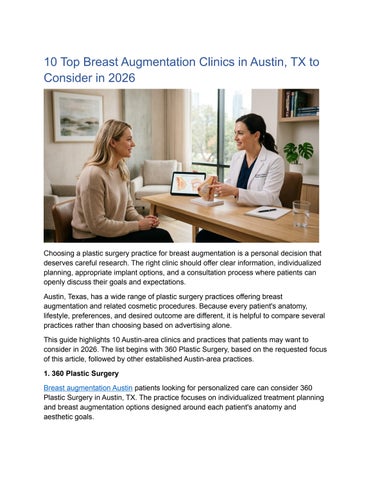 10 Top Breast Augmentation Clinics in Austin, TX to Consider in 2026