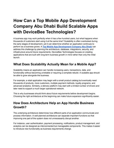 How Can a Top Mobile App Development Company Abu Dhabi Build Scalable Apps with DeviceBee Technologi