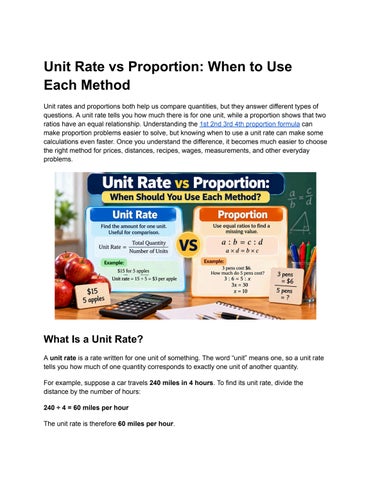 Unit Rate vs Proportion: When to Use Each Method?