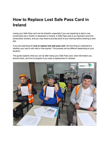 How to Replace Lost Safe Pass Card in Ireland
