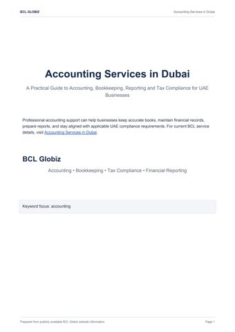Accounting Services Dubai BCL Globiz