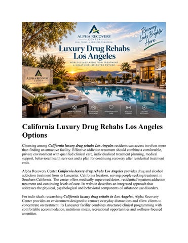 California Luxury Drug Rehabs Los Angeles Options