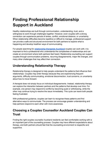 Finding Professional Relationship Support in Auckland