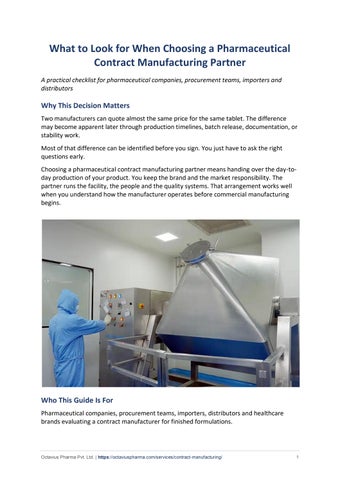 What to Look for When Choosing a Pharmaceutical Contract Manufacturing Partner