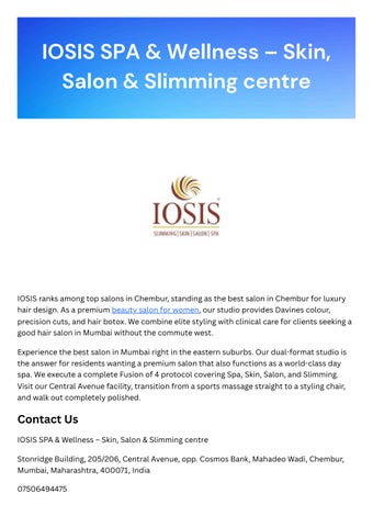 IOSIS SPA & Wellness – Skin, Salon & Slimming centre - Chembur