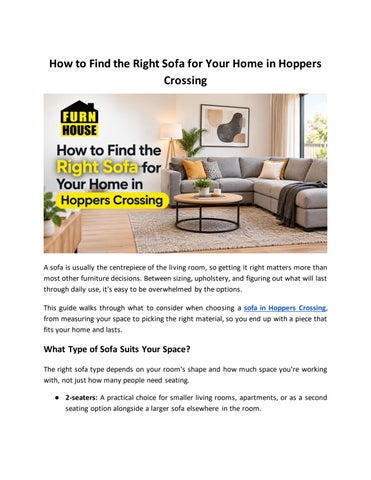 How to Find the Right Sofa for Your Home in Hoppers Crossing